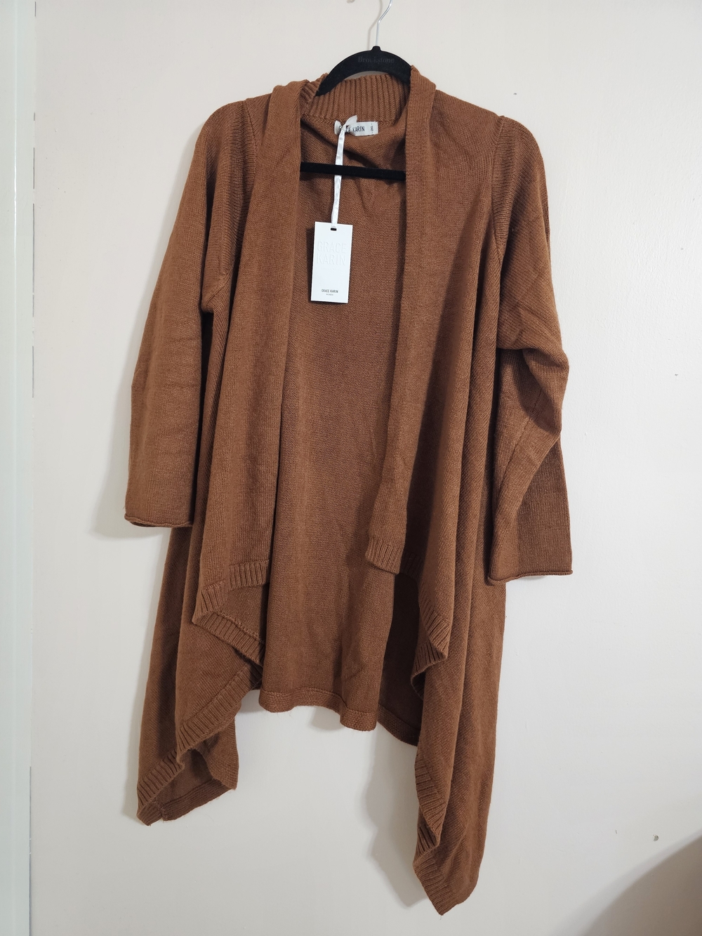Grace Karin 2X Open Front Long Cardigan Sweater - Rust